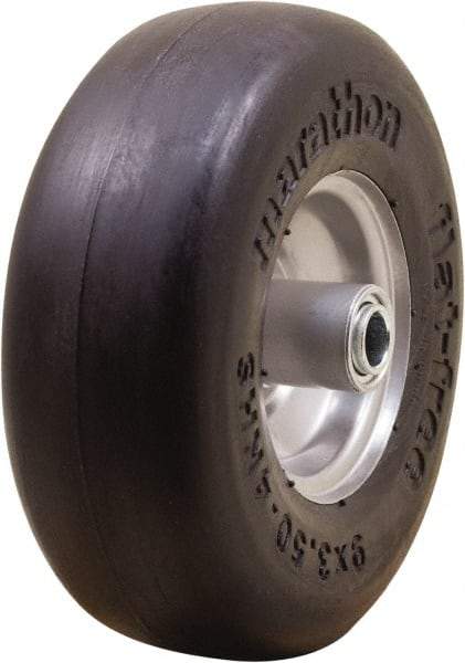 Marathon Industries - 3-19/64" Wide x 9" High x 4" Deep Smooth Flat Free Hand Truck Tire - 300 Lb Load Capacity - Apex Tool & Supply