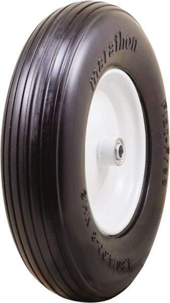 Marathon Industries - 3-45/64" Wide x 15-1/2" High x 4" Deep Flat Free Hand Truck Tire - 500 Lb Load Capacity - Apex Tool & Supply
