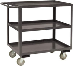 Durham - 1,200 Lb Capacity, 18" Wide x 36" Long x 37-5/8" High Service Cart - 3 Shelf, Steel, 2 Rigid/2 Swivel Casters - Apex Tool & Supply
