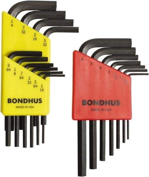 Bondhus - 17 Piece L-Key Hex Key Set - Hex Range 1/16 to 1/4", Protanium High Torque Steel - Apex Tool & Supply