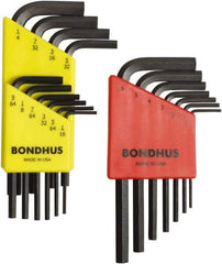 Bondhus - 17 Piece L-Key Hex Key Set - Hex Range 1/16 to 1/4", Protanium High Torque Steel - Apex Tool & Supply