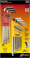 Bondhus - 22 Piece L-Key Ball End Hex Key Set - Hex Range 0.05 to 3/8", Protanium High Torque Steel - Apex Tool & Supply