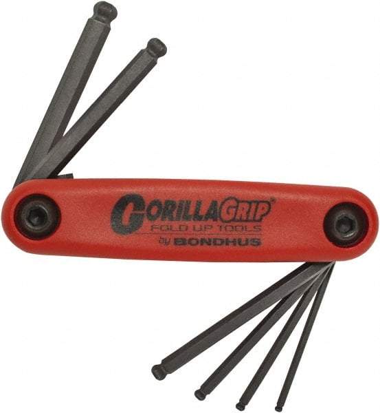 Bondhus - 6 Piece Fold-Up Hex Key Set - Hex Range 2 to 6mm, Protanium High Torque Steel - Apex Tool & Supply
