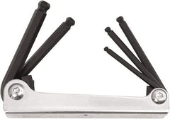 Bondhus - 5 Piece Fold-Up Ball End Hex Key Set - Hex Range 4 to 10mm, Protanium High Torque Steel - Apex Tool & Supply