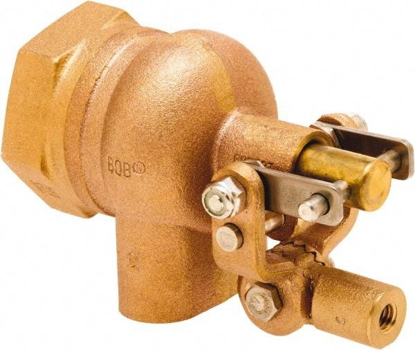 Control Devices - 1-1/4" Pipe, Brass, Angle Pattern-Single Seat, Mechanical Float Valve - 115 psi, FIP End Connections - Apex Tool & Supply