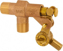 Control Devices - 1/2" Pipe, Brass, Angle Pattern-Single Seat, Mechanical Float Valve - 125 psi, MIP End Connections - Apex Tool & Supply