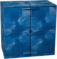 Eagle - 2 Door, 4 Shelf, Blue HDPE Stackable Safety Cabinet for Corrosive Chemicals - 36" High x 36" Wide x 22" Deep, Manual Closing Door, Hole for Lock, 24 Gal Capacity - Apex Tool & Supply