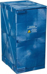 Eagle - 1 Door, 2 Shelf, Blue HDPE Stackable Safety Cabinet for Corrosive Chemicals - 36" High x 18" Wide x 22" Deep, Manual Closing Door, Hole for Lock, 12 Gal Capacity - Apex Tool & Supply