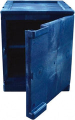 Eagle - 1 Door, 2 Shelf, Blue HDPE Stackable Safety Cabinet for Corrosive Chemicals - 22" High x 18" Wide x 18" Deep, Manual Closing Door, Hole for Lock, 4 Gal Capacity - Apex Tool & Supply