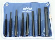 8-Pc. Punch & Chisel Set; includes 3 Punches; 1center punch; 1 solid punch; 3 cold chisels - Apex Tool & Supply