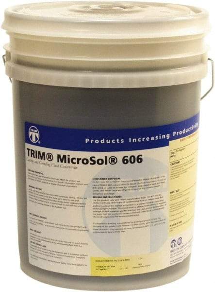 Master Fluid Solutions - Trim MicroSol 606, 5 Gal Pail Cutting & Grinding Fluid - Semisynthetic - Apex Tool & Supply