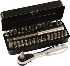 Wiha - 31 Piece, 1/4" Drive Screwdriver 1/4" Reversible Ratchet Bit Set - #0 to #3 Phillips, 1/16 to 1/4" Hex, T8 to T30 Torx, 5.5 & 6.5mm Slotted - Apex Tool & Supply