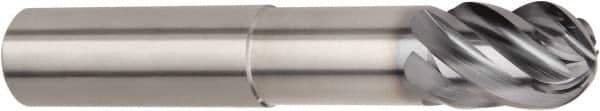 Kennametal - 5/8" Diam, 3/4" LOC, 6 Flute Solid Carbide Ball End Mill - AlTiN Finish, Single End, 6" OAL, 5/8" Shank Diam, Spiral Flute - Apex Tool & Supply