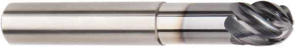 Kennametal - 16mm Diam, 16mm LOC, 6 Flute Solid Carbide Ball End Mill - AlTiN Finish, Single End, 100mm OAL, 16mm Shank Diam, Spiral Flute - Apex Tool & Supply