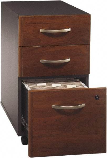 Bush Business Furniture - 15-3/4" Wide x 27.88" High x 20-1/4" Deep, 3 Drawer Pedestal - Laminate Over Wood, Hansen Cherry & Galaxy - Apex Tool & Supply