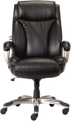 ALERA - 44-1/8 to 47" High Executive High Back Leather Chair - 27" Wide x 30-3/8" Deep, Leather Seat, Black - Apex Tool & Supply