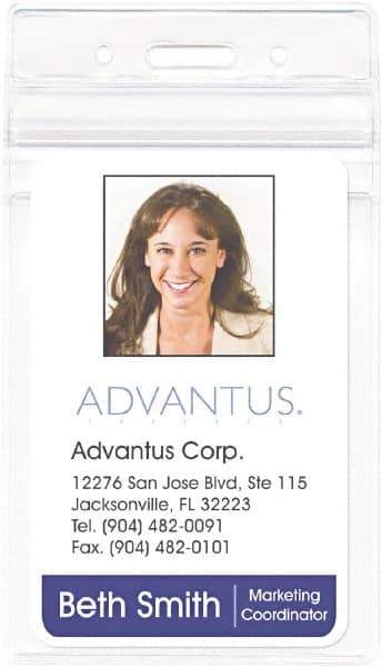 ADVANTUS - Clip-On Badge Holder - Clear - Apex Tool & Supply