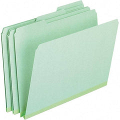 Pendaflex - 9-1/2 x 11-5/8", Letter Size, Green, File Folders with Top Tab - 25 Point Stock, Assorted Tab Cut Location - Apex Tool & Supply