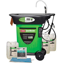 CRC - Free Standing Water-Based Mobile Parts Washer Kit - 25 Gal Max Operating Capacity, Plastic Tank, 42" Long x 48" Wide - Apex Tool & Supply