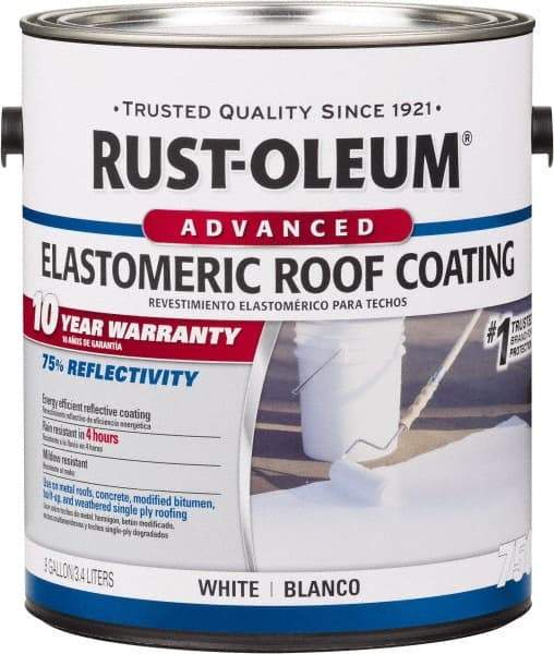 Rust-Oleum - 1 Gal Can White Elastomeric Roof Coating - 65 Sq Ft/Gal Coverage, Mildew Resistant, Long Term Durability & Weather Resistance - Apex Tool & Supply