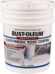Rust-Oleum - 5 Gal Pail White Elastomeric Roof Coating - 65 Sq Ft/Gal Coverage, Mildew Resistant, Long Term Durability & Weather Resistance - Apex Tool & Supply