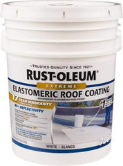 Rust-Oleum - 5 Gal Pail White Elastomeric Roof Coating - 65 Sq Ft/Gal Coverage, Mildew Resistant, Long Term Durability & Weather Resistance - Apex Tool & Supply