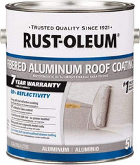 Rust-Oleum - 1 Gal Can Aluminum Fibered Aluminum Roof Coating - 50 Sq Ft/Gal Coverage, 459 g/L VOC Content, Mildew Resistant, Long Term Durability & Weather Resistance - Apex Tool & Supply