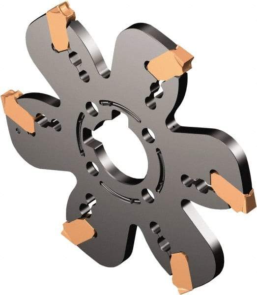 Sandvik Coromant - 0.0787" Cutting Width, 1.4252" Depth of Cut, 152.4mm Cutter Diam, 1-1/2" Hole Diam, Indexable Slotting Cutter - 1-1/2" Shank Diam, AQD..Y..C Toolholder, Right Hand Cutting Direction - Apex Tool & Supply