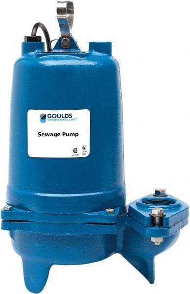 Goulds Pumps - 3/4 hp, 208 VAC Amp Rating, 208 VAC Volts, Single Speed Continuous Duty Operation, Sewage Pump - 1 Phase, Cast Iron Housing - Apex Tool & Supply