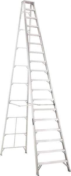 Louisville - 17 Steps, 18' High, Type IA Rating, Aluminum Step Ladder - 300 Lb Capacity, 40-3/4" Base Width - Apex Tool & Supply