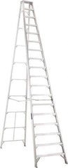 Louisville - 17 Steps, 18' High, Type IA Rating, Aluminum Step Ladder - 300 Lb Capacity, 40-3/4" Base Width - Apex Tool & Supply