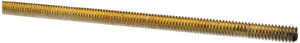 Value Collection - 1/4-20 UNC (Coarse), 6' Long, Alloy Steel Threaded Rod - Yellow Zinc-Plated Finish, Right Hand Thread - Apex Tool & Supply