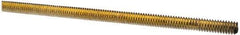 Value Collection - 1/4-20 UNC (Coarse), 6' Long, Alloy Steel Threaded Rod - Yellow Zinc-Plated Finish, Right Hand Thread - Apex Tool & Supply