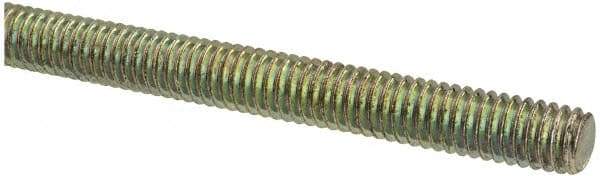 Value Collection - 5/16-18 UNC (Coarse), 3' Long, Alloy Steel Threaded Rod - Yellow Zinc-Plated Finish, Right Hand Thread - Apex Tool & Supply