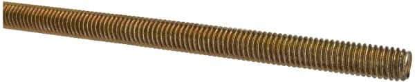 Value Collection - 3/8-16 UNC (Coarse), 3' Long, Alloy Steel Threaded Rod - Yellow Zinc-Plated Finish, Right Hand Thread - Apex Tool & Supply