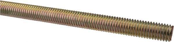 Value Collection - 1/2-13 UNC (Coarse), 6' Long, Alloy Steel Threaded Rod - Yellow Zinc-Plated Finish, Right Hand Thread - Apex Tool & Supply