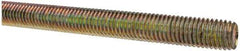 Value Collection - 5/8-11 UNC (Coarse), 3' Long, Alloy Steel Threaded Rod - Yellow Zinc-Plated Finish, Right Hand Thread - Apex Tool & Supply