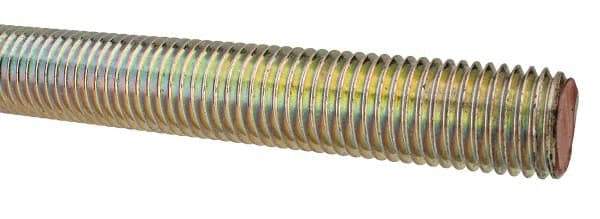 Value Collection - 1-8 UNC (Coarse), 3' Long, Alloy Steel Threaded Rod - Yellow Zinc-Plated Finish, Right Hand Thread - Apex Tool & Supply