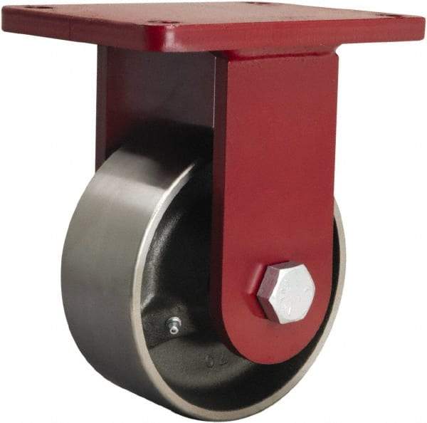 Hamilton - 6" Diam x 2-1/2" Wide x 8-1/2" OAH Top Plate Mount Rigid Caster - Forged Steel, 3,500 Lb Capacity, Tapered Roller Bearing, 5-1/2 x 7-1/2" Plate - Apex Tool & Supply