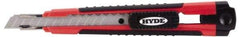 Hyde Tools - Snap Knife - 8-5/8" OAL, 3 Blades, Polystyrene (High Impact) Handle - Apex Tool & Supply