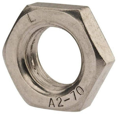 Value Collection - M18x2.50 Metric Coarse Stainless Steel Right Hand Hex Jam Nut - 27mm Across Flats, 9mm High, Uncoated - Apex Tool & Supply
