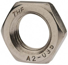 Value Collection - M24x3.00 Metric Coarse Stainless Steel Right Hand Hex Jam Nut - 36mm Across Flats, 12mm High, Uncoated - Apex Tool & Supply