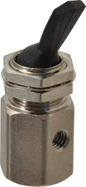 Specialty Mfr - 10-32 Non Exhaust Toggle Valve - 0.1 CV Rate, 150 Max psi, Detented Actuator - Apex Tool & Supply