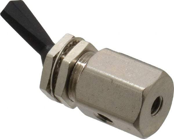 Specialty Mfr - 10-32F Exhaust Toggle Valve - 0.1 CV Rate, 150 Max psi, Detented Actuator - Apex Tool & Supply