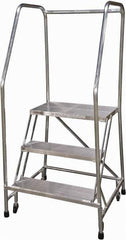 Cotterman - 60" 3 Step Rolling Warehouse Ladder - Rolling Safety Ladder, 350 Lb Capacity, 30" Platform Height, 30" Base Width x 29" Base Depth, Serrated - Apex Tool & Supply