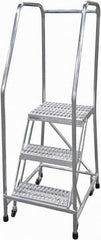 Cotterman - 60" 3 Step Rolling Warehouse Ladder - Rolling Safety Ladder, 350 Lb Capacity, 30" Platform Height, 22" Base Width x 29" Base Depth, Serrated - Apex Tool & Supply