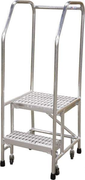 Cotterman - 50" 2 Step Rolling Warehouse Ladder - Rolling Safety Ladder, 350 Lb Capacity, 20" Platform Height, 26" Base Width x 23" Base Depth, Serrated - Apex Tool & Supply