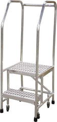 Cotterman - 50" 2 Step Rolling Warehouse Ladder - Rolling Safety Ladder, 350 Lb Capacity, 20" Platform Height, 26" Base Width x 23" Base Depth, Serrated - Apex Tool & Supply