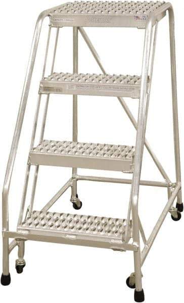 Cotterman - 40" 4 Step Rolling Warehouse Ladder - Rolling Safety Ladder, 350 Lb Capacity, 40" Platform Height, 30" Base Width x 36" Base Depth, Serrated - Apex Tool & Supply