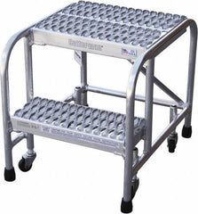 Cotterman - 20" 2 Step Rolling Warehouse Ladder - Rolling Safety Ladder, 350 Lb Capacity, 20" Platform Height, 26" Base Width x 23" Base Depth, Serrated - Apex Tool & Supply